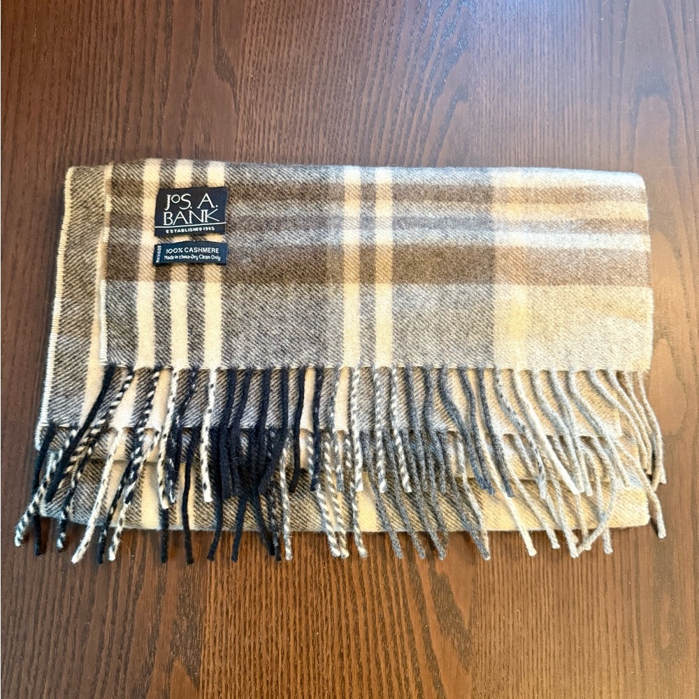 Jos. A. Bank Plaid Wool Scarf 100% cashmere
